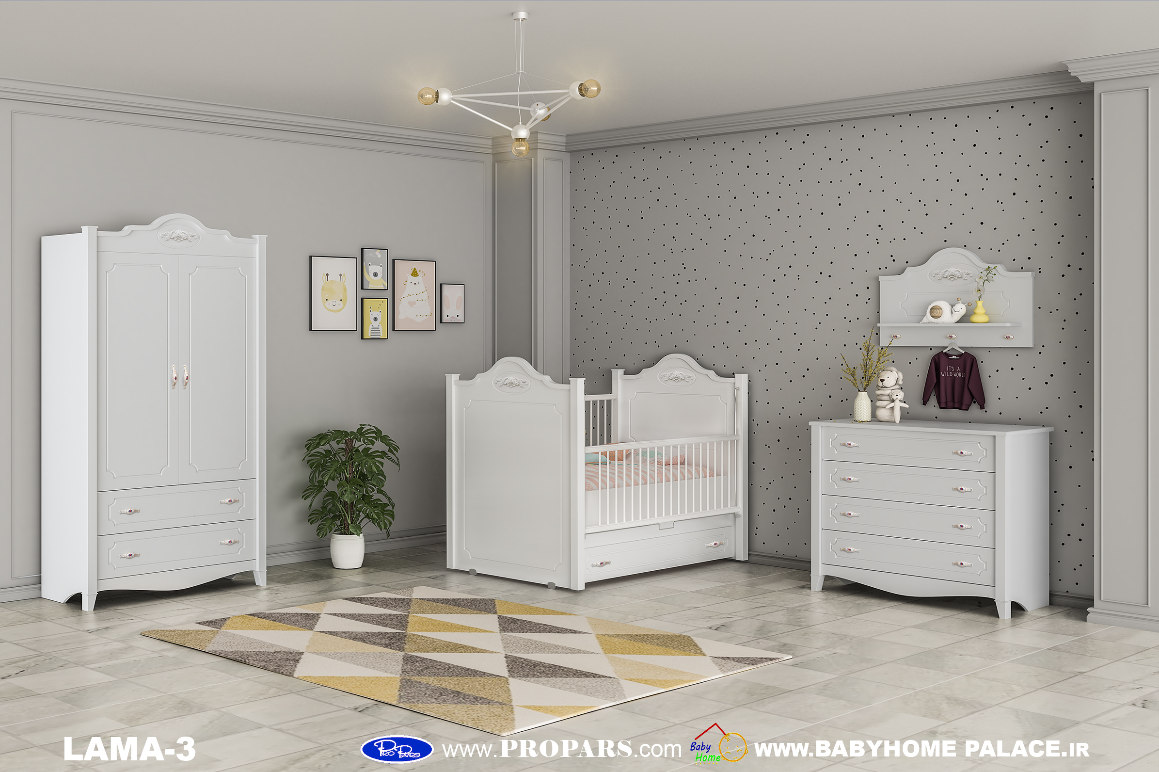 سرویس خواب نوزادی  لاما‑3 بی بی هوم