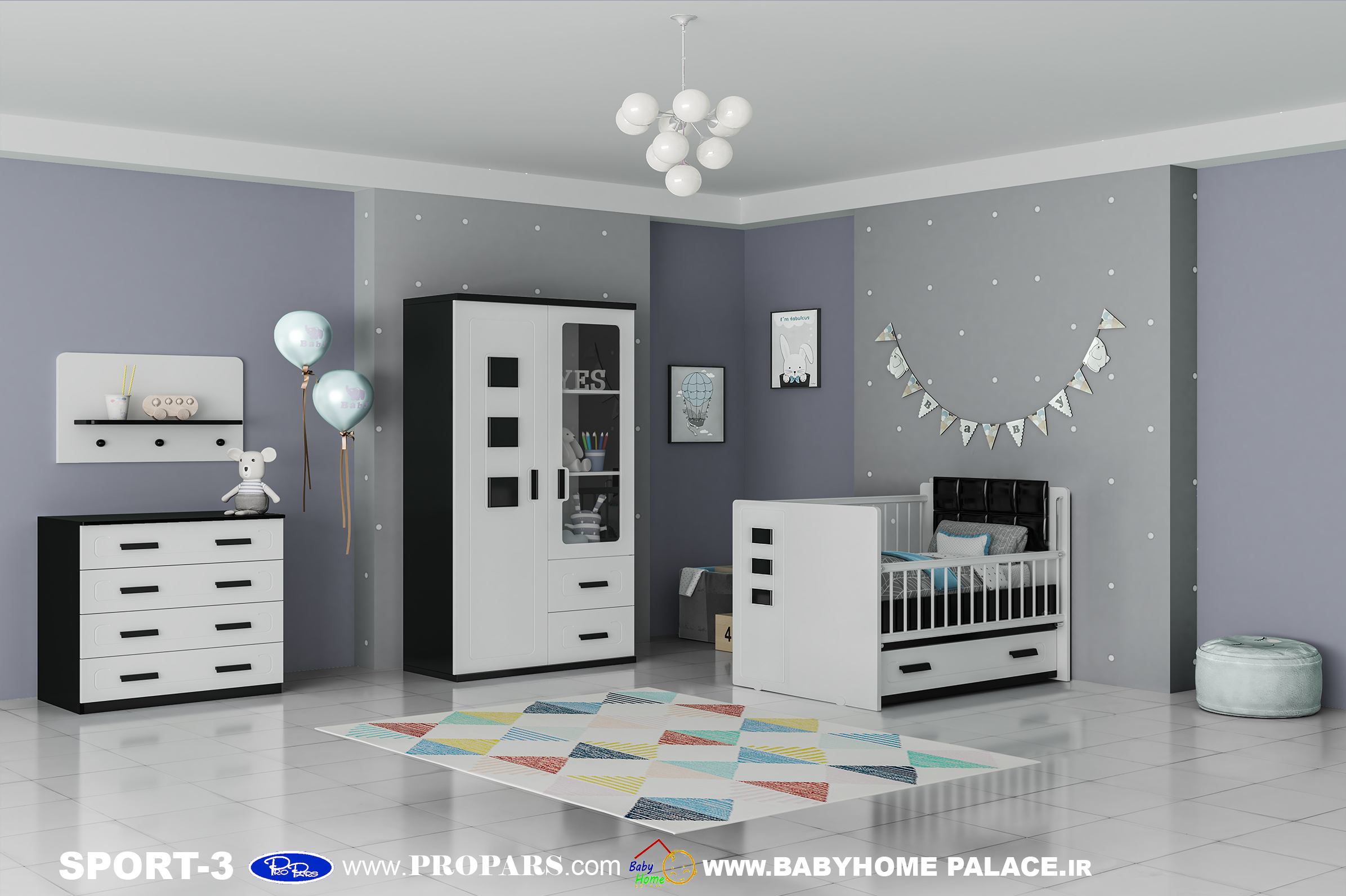 سرویس خواب نوزادی اسپرت 3  بی بی هوم