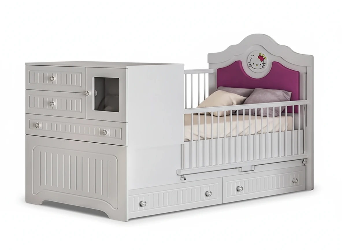 تخت خواب نوزادی کت تاجدار-2 بی بی هوم