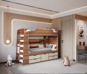 سرویس تخت خواب نوجوان دوطبقه باکس دار ترنج  بی بی هوم