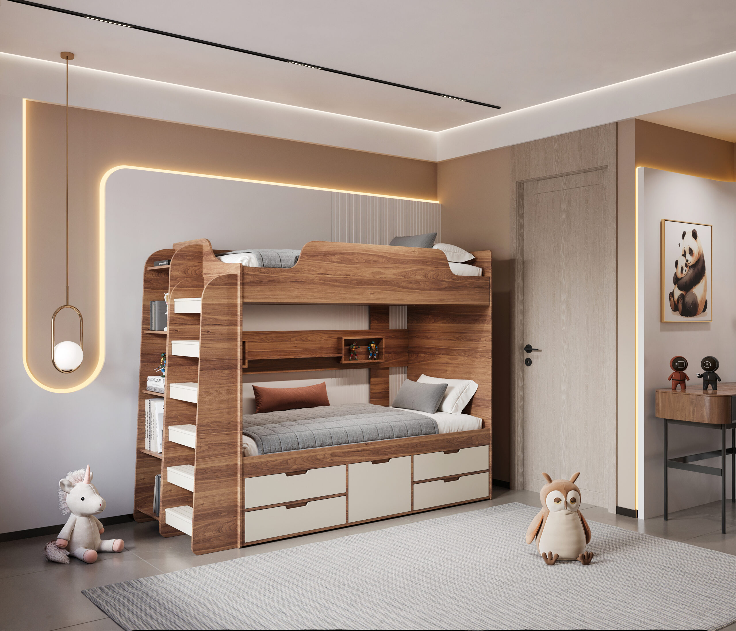 سرویس تخت خواب نوجوان دوطبقه باکس دار ترنج  بی بی هوم